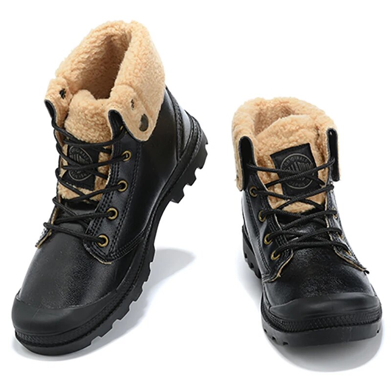Boots for Men Ankle Boots Vintage Leather Texture Plush  Fashion Motorcycle Shoes