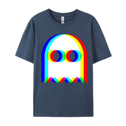 Funny Ghost Trippy Vaporwave Halloween Techno Rave EDM Music New Coming Normal Cool T Shirt Cotton Fabric Men Tops & Tees