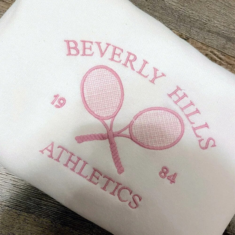 Tennis Athletics Letters Embroidered Sweatshirts Women White Loose Spring Pullover Coats