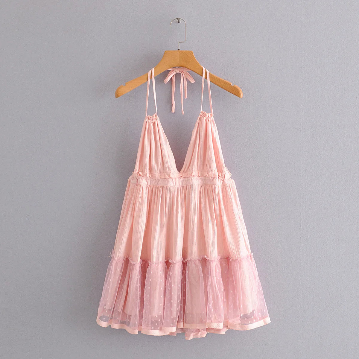 Backless Lace Patch Women Dress Sling V-Neck Female Vestidos Elegant Evening Dresses