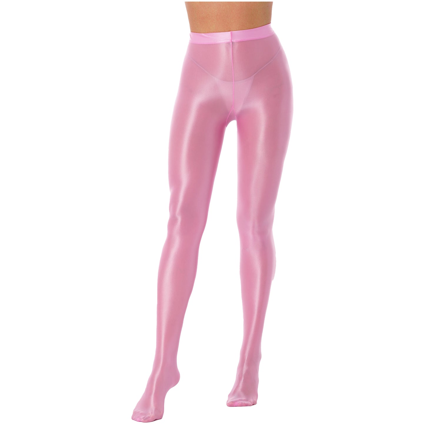 Women Glossy Solid Color Pantyhose High Waist Tights Stockings Footed Leggings