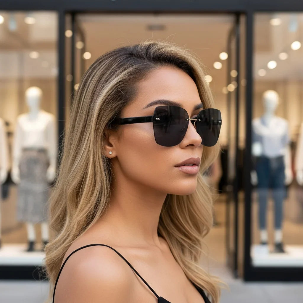 Women's Irregular Frameless Sunglasses; Daily Korean Fashion Multi-sided Polygon Driving Sun Glasses For Sun Protection 9225