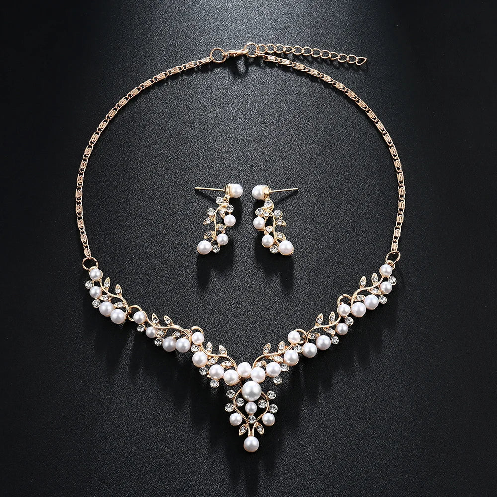 Vintage Simulated Pearl Jewelry Sets for Women Fashion Statement Necklace