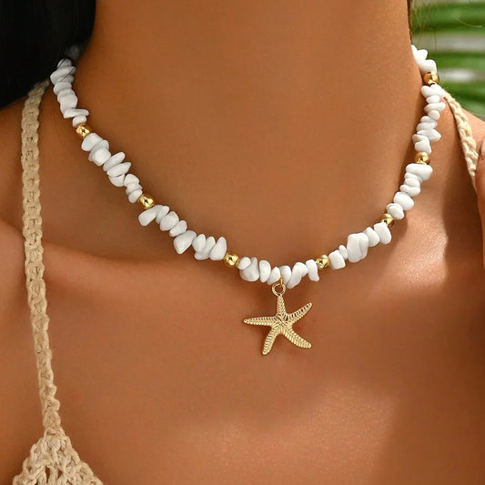 Fashionable  Natural Seashell Beaded Necklace Shell Pendant Ocean Inspired Jewelry Choker Suitable For Women Holiday Party Daily