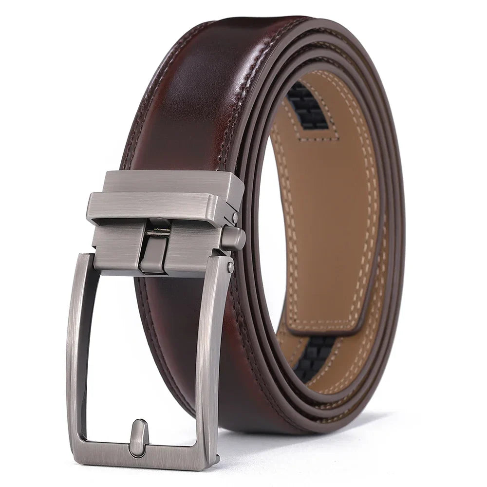 Unisex Click Belts for Men Luxury Brand Designer Fashion Automatic Buckle Genuine Leather Men's Belt Male Jeans Waist Strap Blue