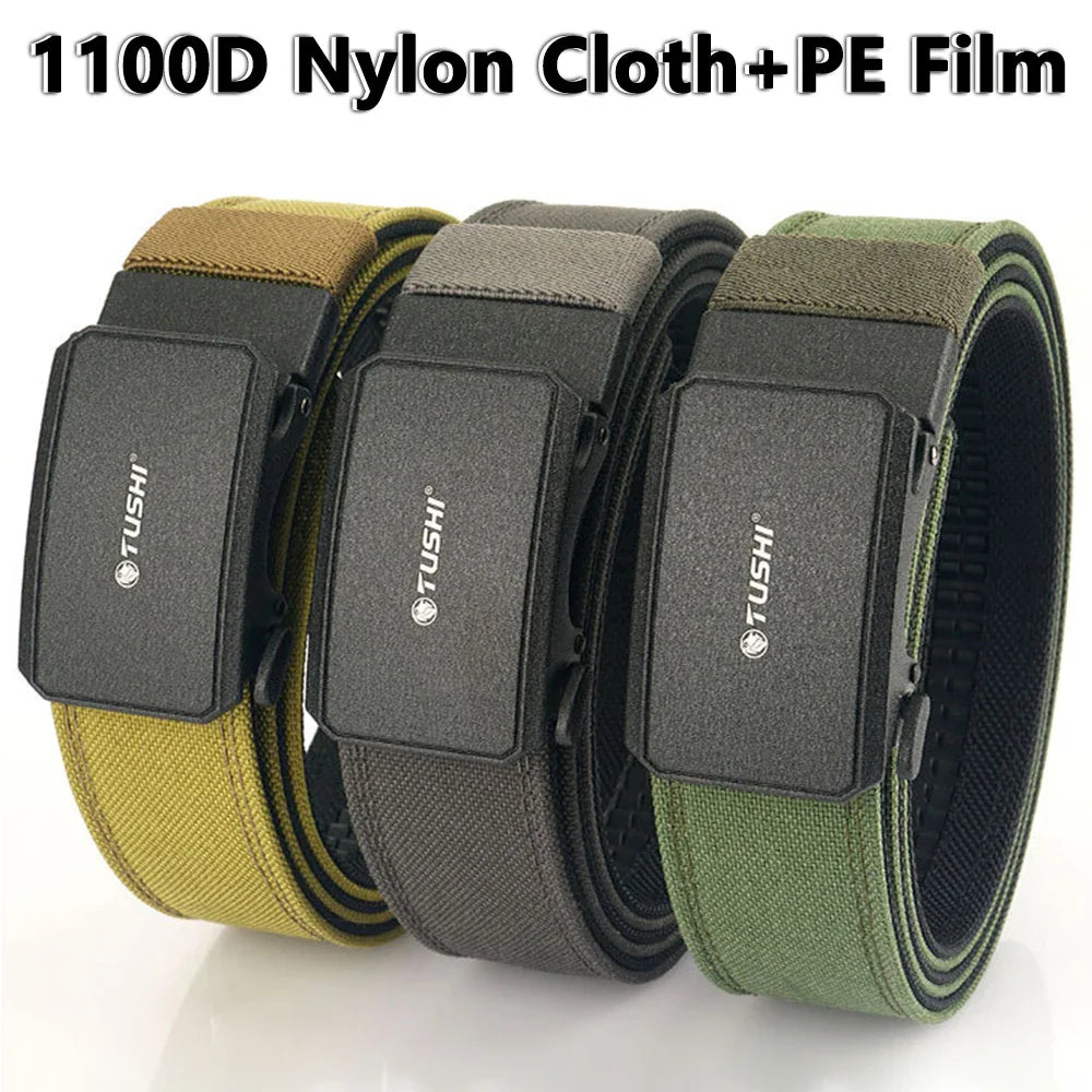 TUSHI Automatic Buckle Comfortable Nylon Military Gun Belt Outdoor Hunting Multifunctional IPSC Tactical Canvas Belt Men Belt
