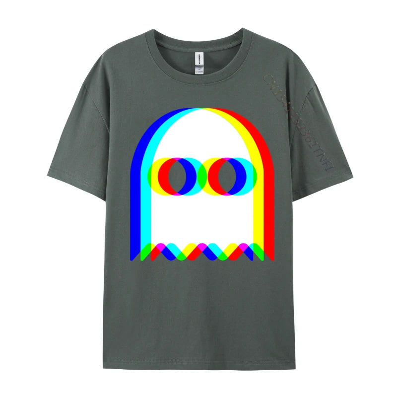 Funny Ghost Trippy Vaporwave Halloween Techno Rave EDM Music New Coming Normal Cool T Shirt Cotton Fabric Men Tops & Tees