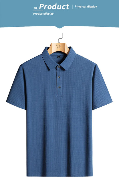 M-9XL Summer Polo Shirt Men New Breathable Mesh Ice Silk Quick-drying Short-sleeved T-shirt Elastic Sports Tops Men Clothing