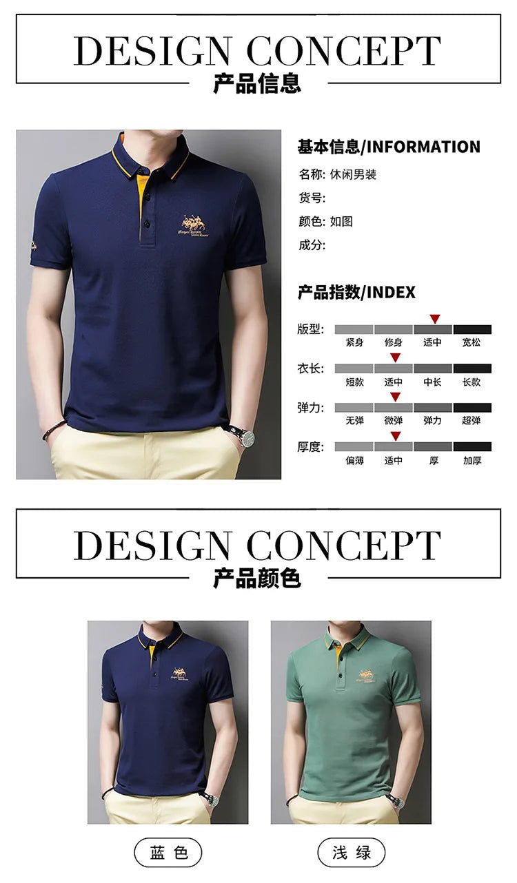 Summer New Men's Embroidered Polo Collar 100% Cotton Short Sleeved Polo Shirt Fashion Solid Color Casual Top T-shirt M-4xl