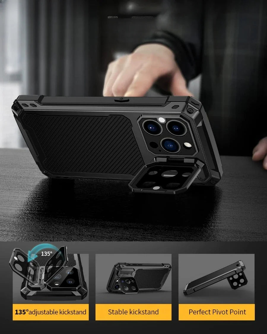 Heavy Duty Military Armor Metal Case For iPhone Air 17 16 15 Plus 14 Pro Max Shockproof Cover Camera Screen Protector Magsafe