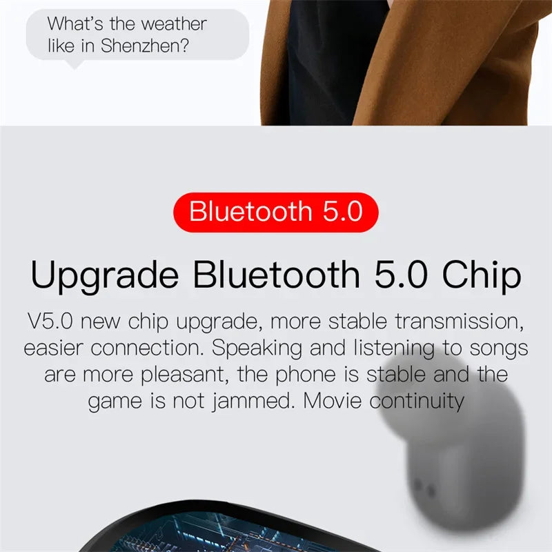 TWS E6S Wireless Bluetooth Earphones By Mic LED Display Stereo Noise Cancelling Headset With Charging Cable For All Smartphone