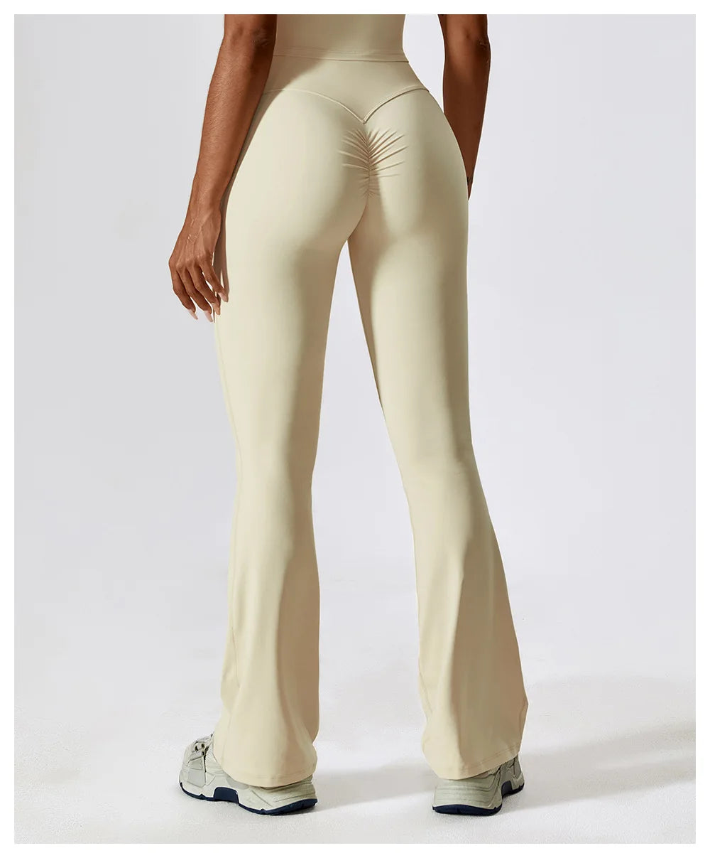 Women Wide-leg Pants Yoga Leggings Tights High Waist Leisure Flared Pants Dance