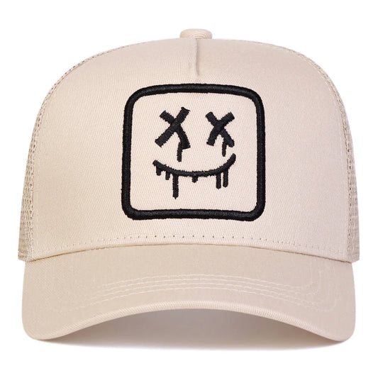 Unisex XX Smiling Face Embroidery Baseball Net Caps Spring and Summer Outdoor Adjustable Casual Hats Sunscreen Hat