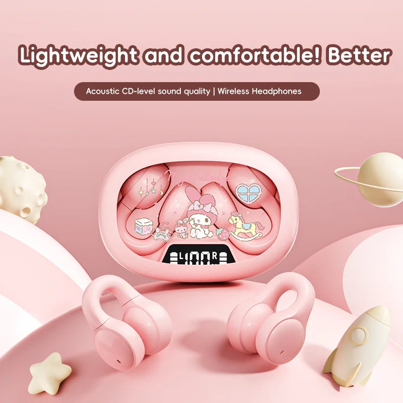 X53 Wireless Headphones Bluetooth Headset Smart Digital Display Volume Adjustment Cute Cartoon Ear Clip Wearing Comfortable