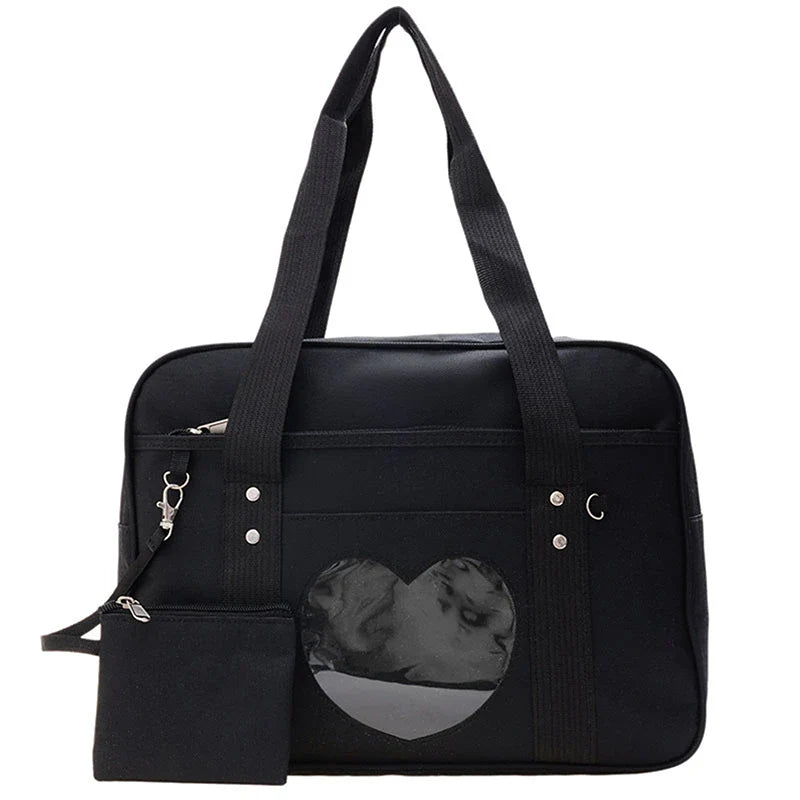 Japanese Lolita Heart JK School Uniform Bags Fashion Women Oxford  Women Student PU Handbag Cosplay Anime Shoulder Bag