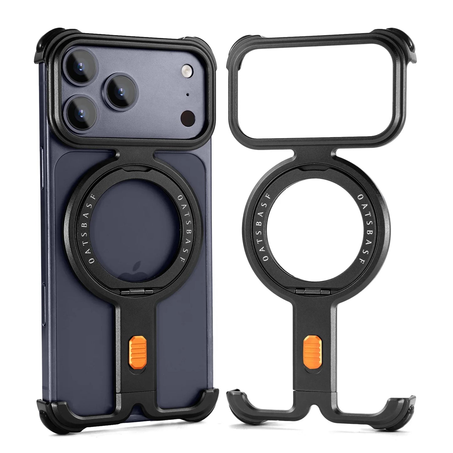 Oatsbasf Π Shape Magnetic Phone Case for iPhone 17 Pro Max/17 Pro Bazel-Less Phone Protective Cover Minimalist Protective Bumpe