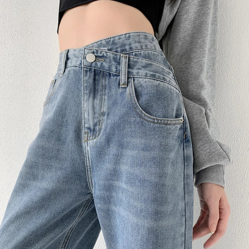 Jeans Women Wide Leg Pants Mom Femme Black Blue Jeans High Waist Woman Trousers