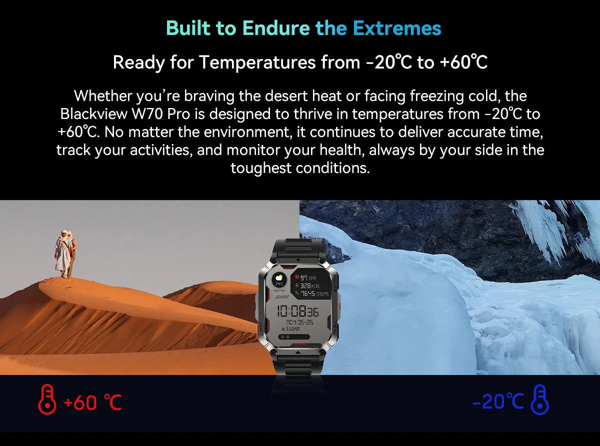 Blackview W70 Pro Sports Fitness Smart Watch 2.01 Screen Bluetooth Talking Watch LED Flashlight Outdoor Smart Watch With Compass