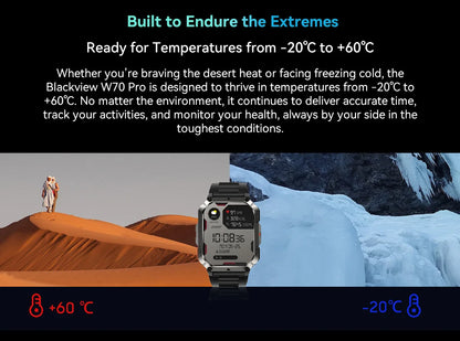 Blackview W70 Pro Sports Fitness Smart Watch 2.01 Screen Bluetooth Talking Watch LED Flashlight Outdoor Smart Watch With Compass