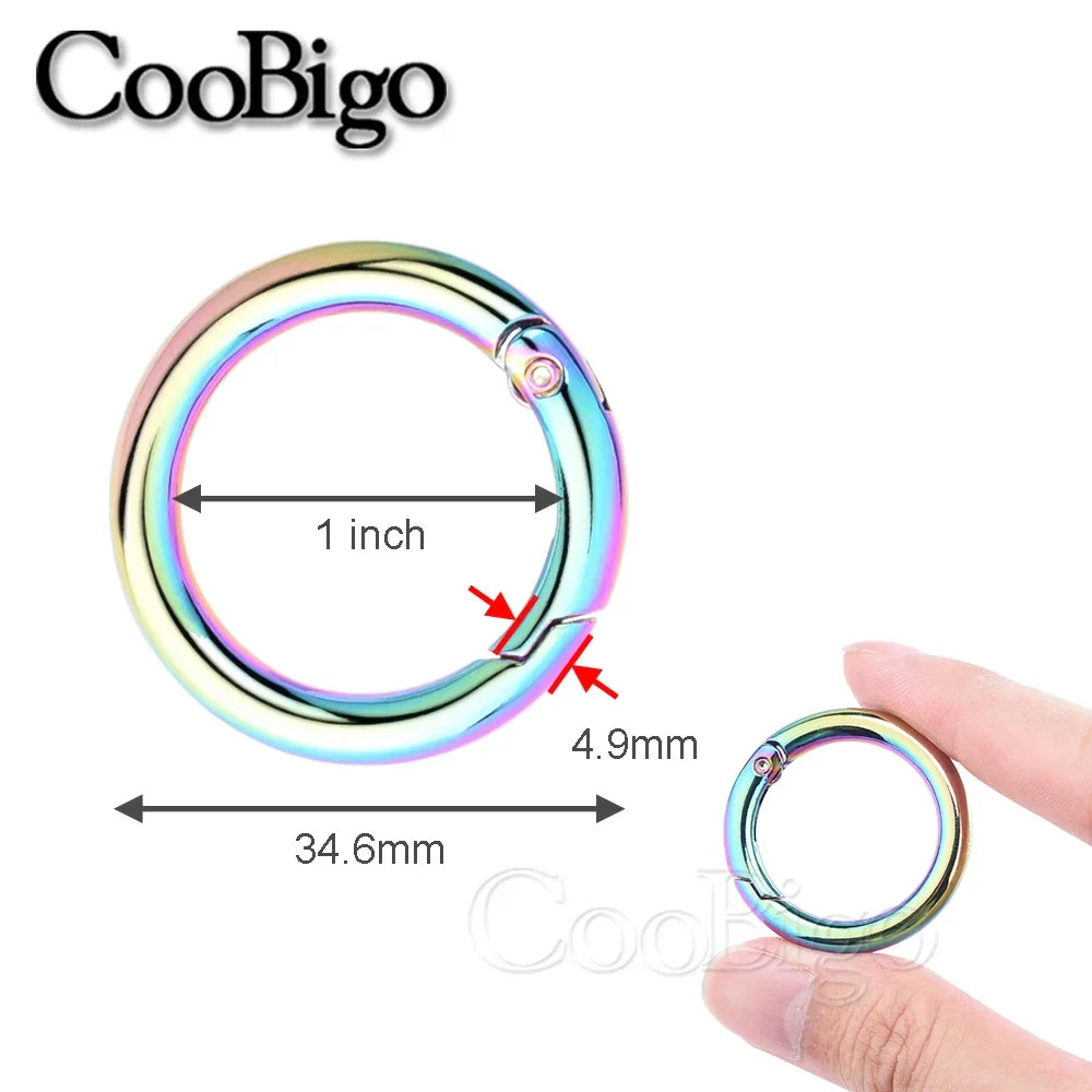 1pcs Metal O Ring Spring Clasp Round Carabiner Keychain Bag Clip Snap Hook Pets Chain Buckles Connector Jewelry DIY Craft Making