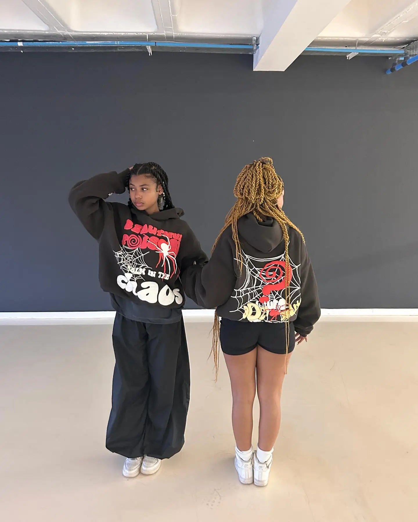 Y2K Hoodies Women Harajuku Letter Print Loose Sweatshirt Trousers Hip Hop Punk
