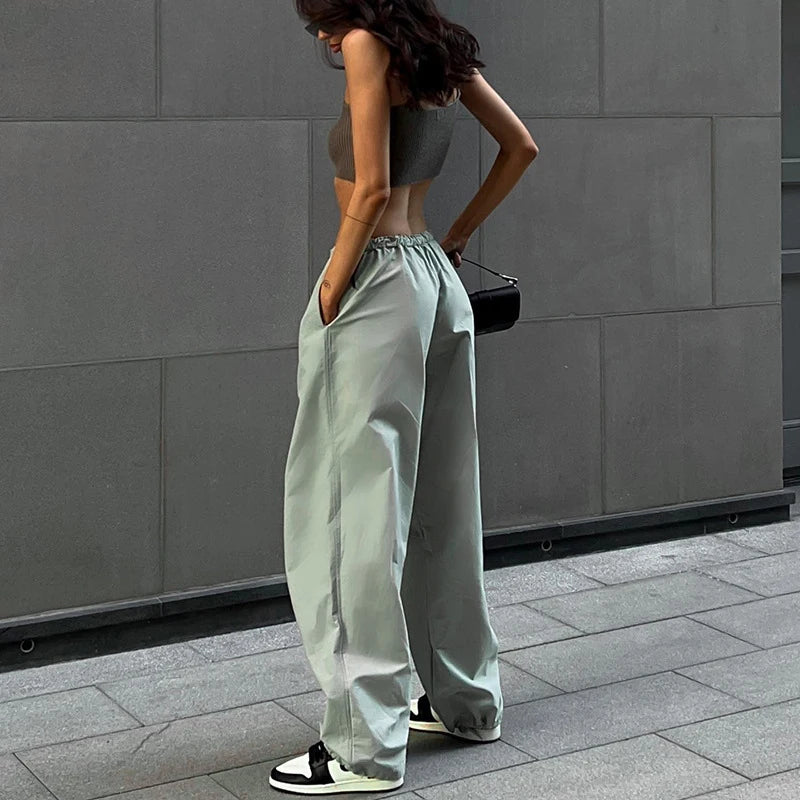 Y2k Cargo Pants Women Low Waist Drawstring Sweatpant Streetwear Vintage Baggy