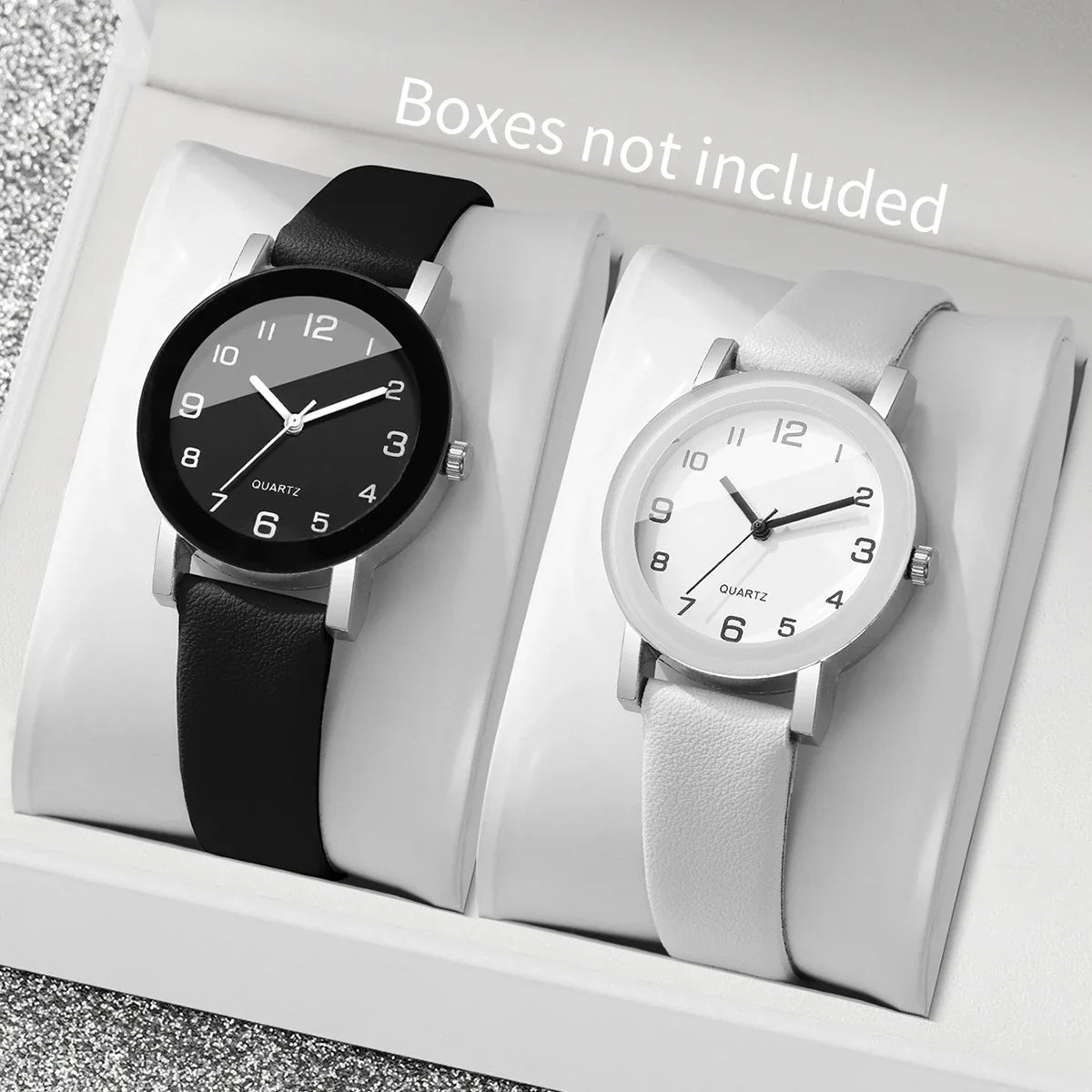 1/2PCS Fashion Couple's Watches Leather Strap Wristwatch Men Women Casual Arabic Dial Quartz Watches (Without Box)