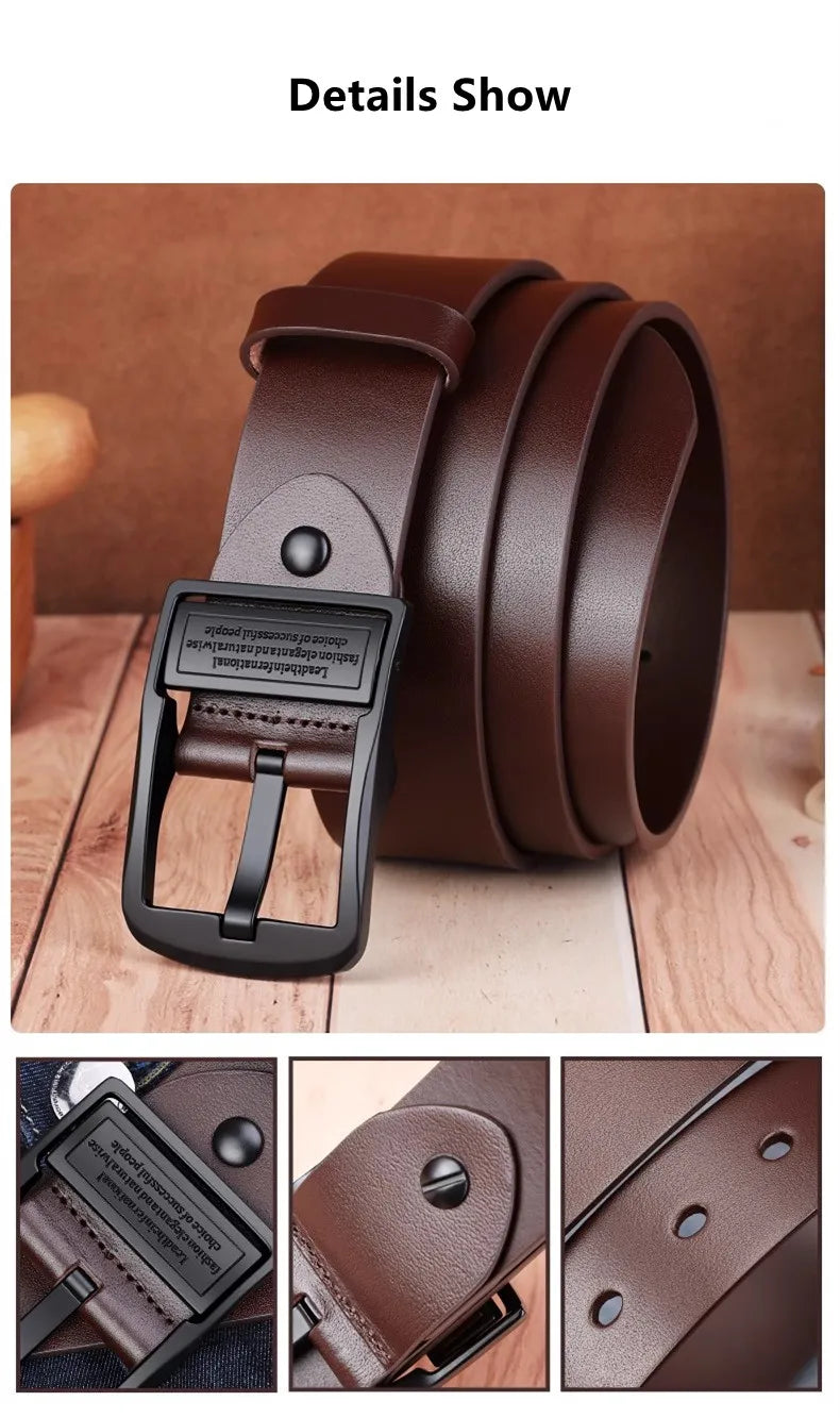 Leather Men's Belt Fashion Metal Alloy Pin Buckle Adult Luxury Brand Jeans Business Casual Waist Male Strap Brand