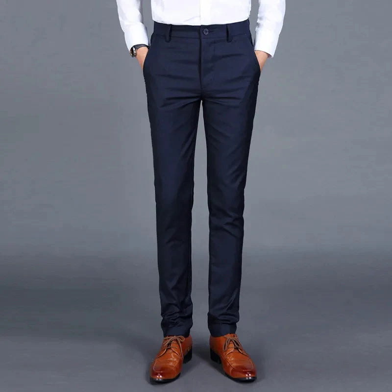 Men's Casual Suit Pants Lumbar Stretching Pure Color Formal Business