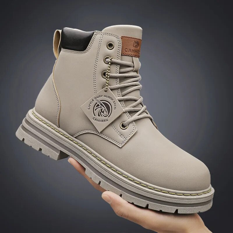 High Top Boots Men Leather Shoes Fall Winter Outdoor Motorcycle Boots Men's Boots