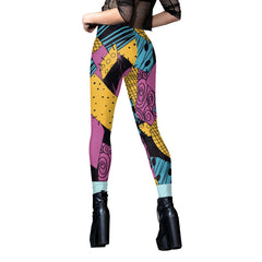 Halloween Cosplay Women Irregular Printing High Waist Seamless Legging Nightmare