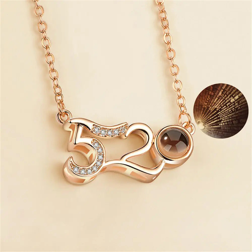 Letter Projection Necklace 100 Languages I Love You Pendant Necklace Women Jewelry Collier Femme Bijoux Best Friends Gifts