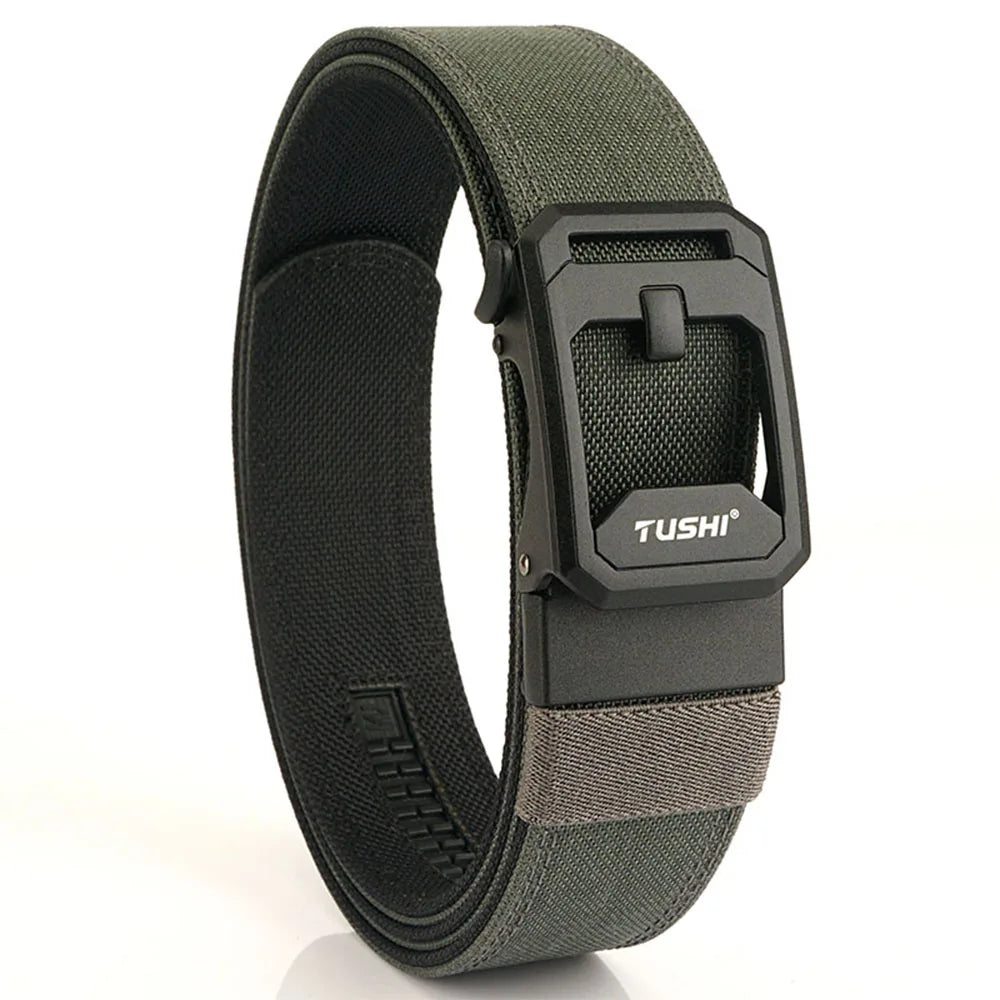 TUSHI Hard Tactical Belt for Men Sturdy Nylon Metal Automatic Buckle Police Duty Military Belt Outdoor Girdle IPSC Accessories