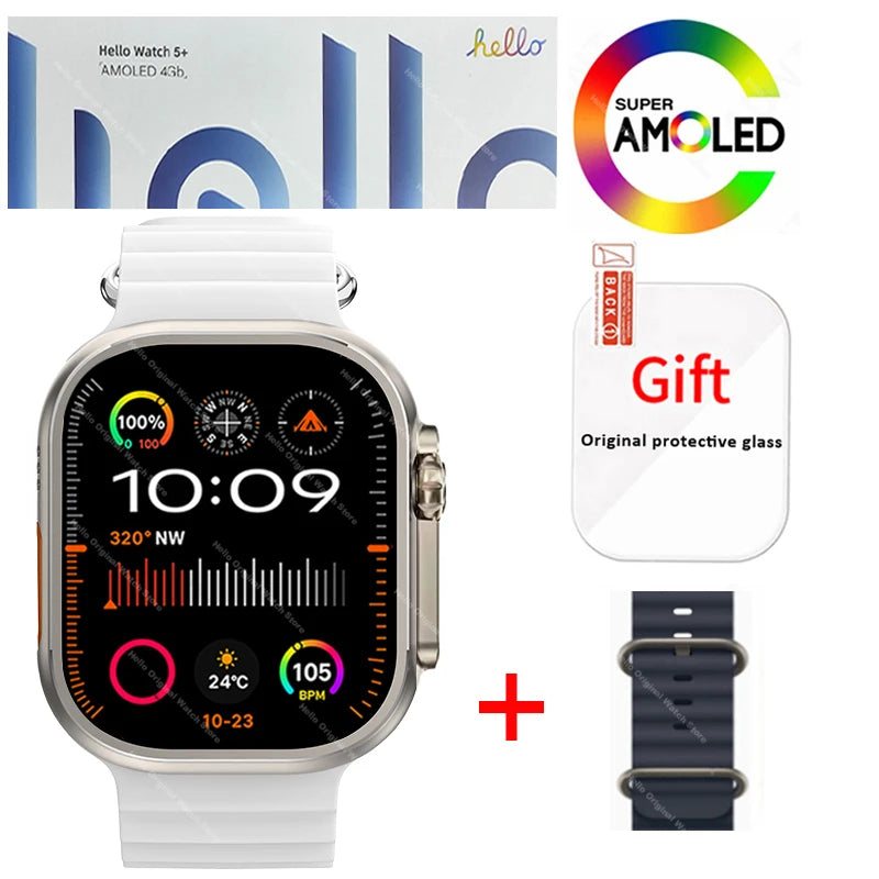 Smartwatch 2026 Original Hello Watch 5 Plus ULTRA3 49mm HD AMOLED 4G ROM NFC DeepSeek GPS Compass Bluetooth Call Clock Men Women