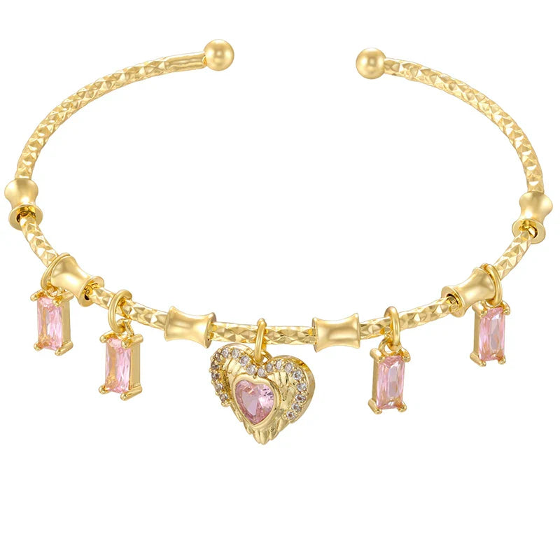 ZHUKOU candy charms bracelet for women Gold color romantic round charms bangles lady birthday gifts Man bracelet Jewelry VL338