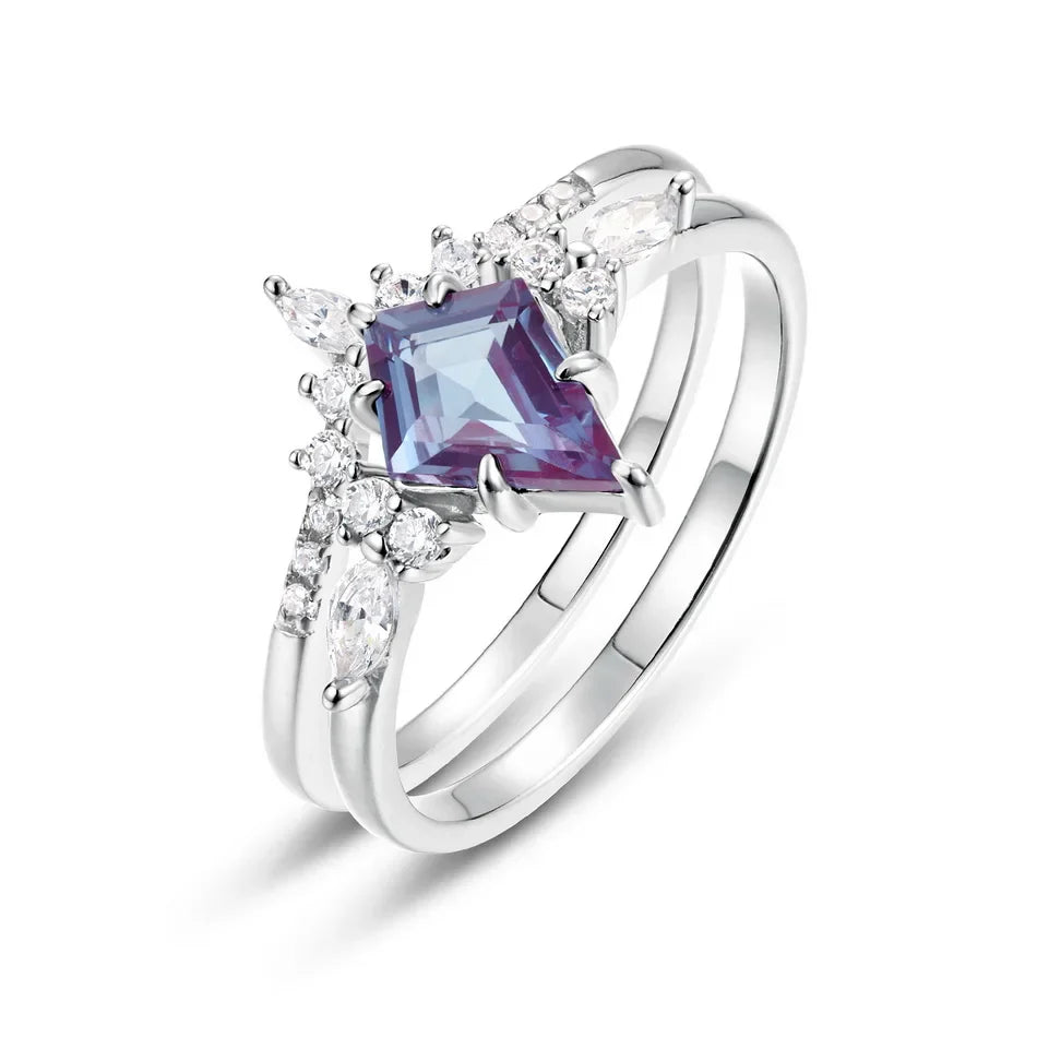 ALLNOEL 925 Sterling Silver Alexandrite Ring For Women Exquisite Style Fashionable Engagement rings Wedding Luxury diamond ring