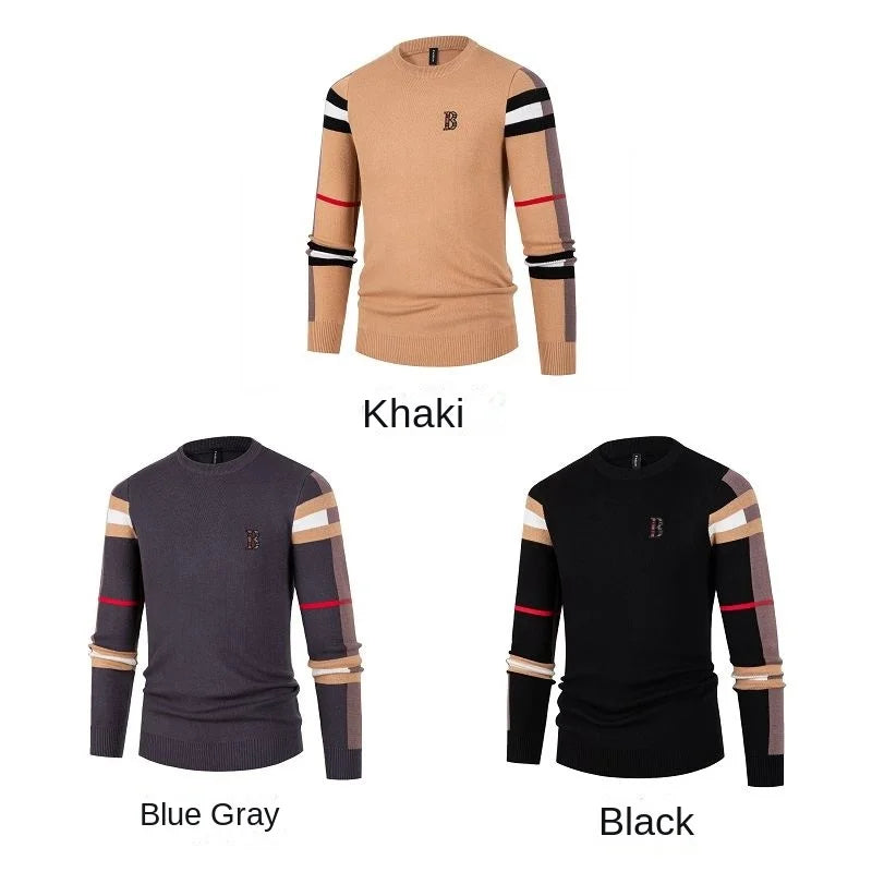 Men's Sweater Knitted Pullover 2024 Autumn/Winter Soft Warm Striped Men Clothing
