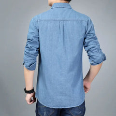 Denim Jackets Man Light Shirt Jeans Coat for Men Button Wide Sleeves