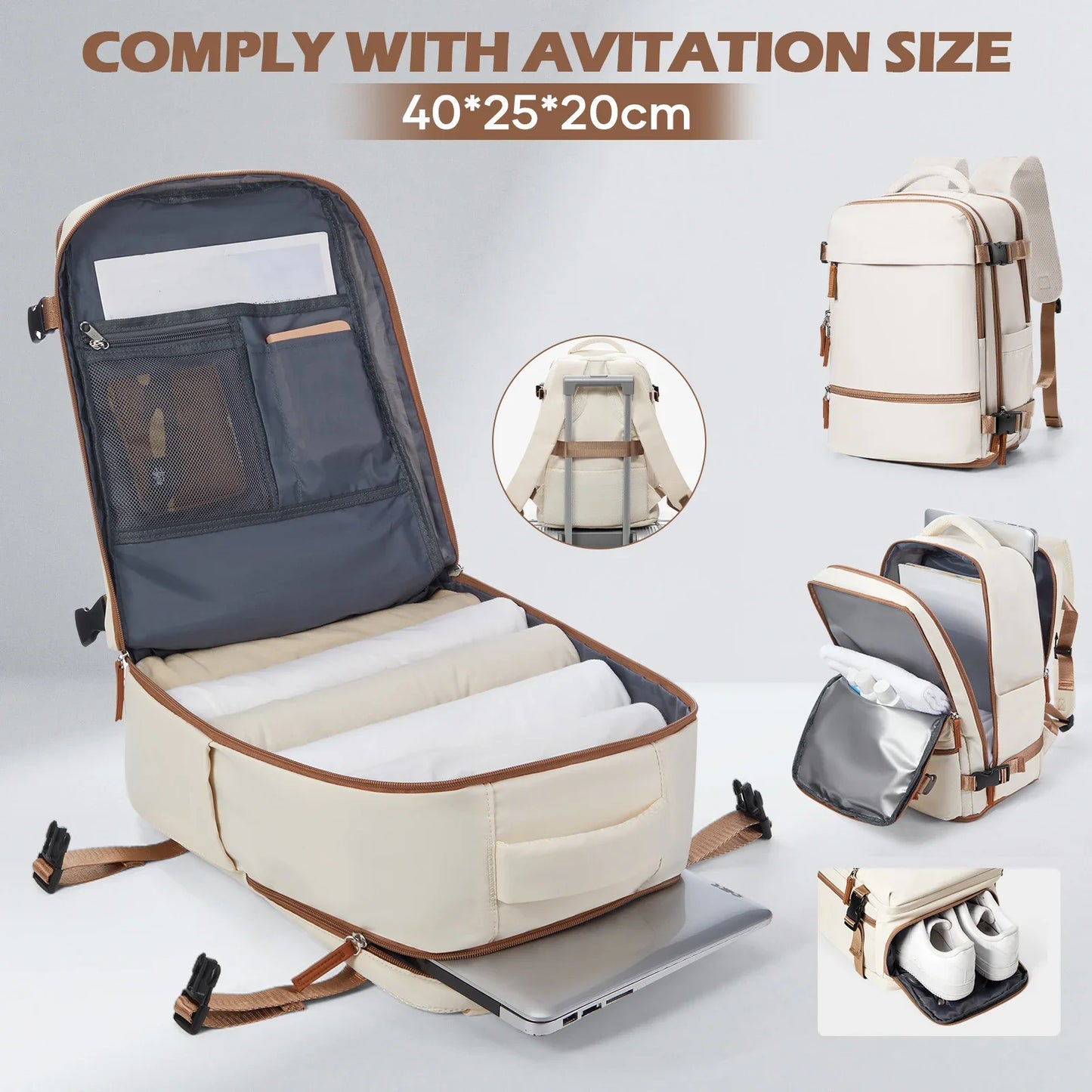 Backpack Travel Cabin Airplane 40x20x25, Backpack Cabin for Ryanair Travel Suitcases 40x30x20 Men Cabin Hand Luggage Anti-theft
