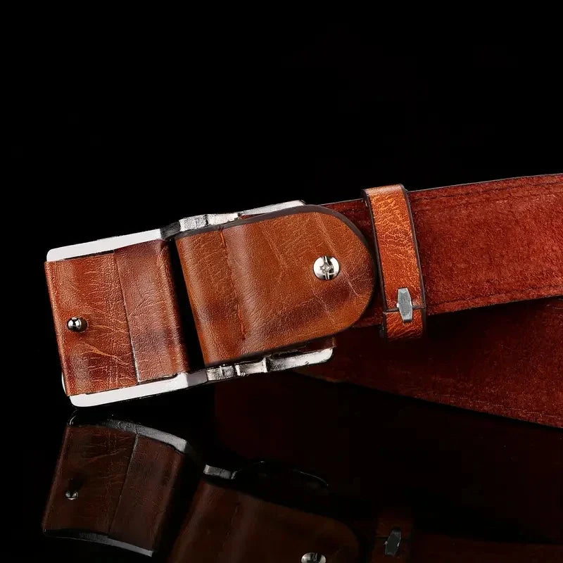 Men's Business Belt Smooth Buckle Leisure Belt Jeans Belt Suit Pants Belt