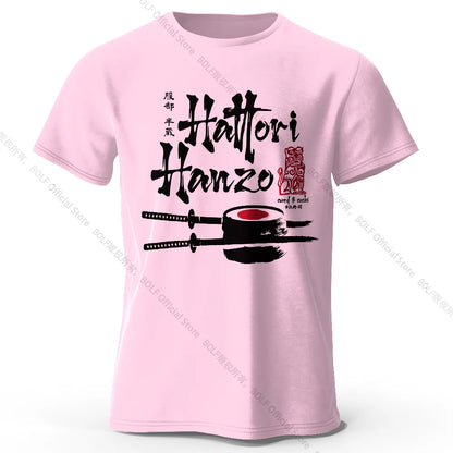 Men's Hattori Hanzo Printed T-Shirt 100% Cotton Oversized Ninja Graphic Tees for Women Summer Tops Samurai Streetwear
