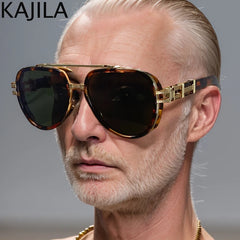 Sunglasses Men Brand Oval Metal Frame Steampunk Sunglasses