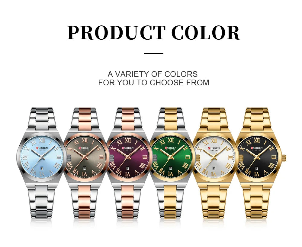 CURREN Luxury Women Watches Fashion Casual FemaleLadies Stainless Steel Quartz Wristwatches Life Waterproof Girlfriend Gift