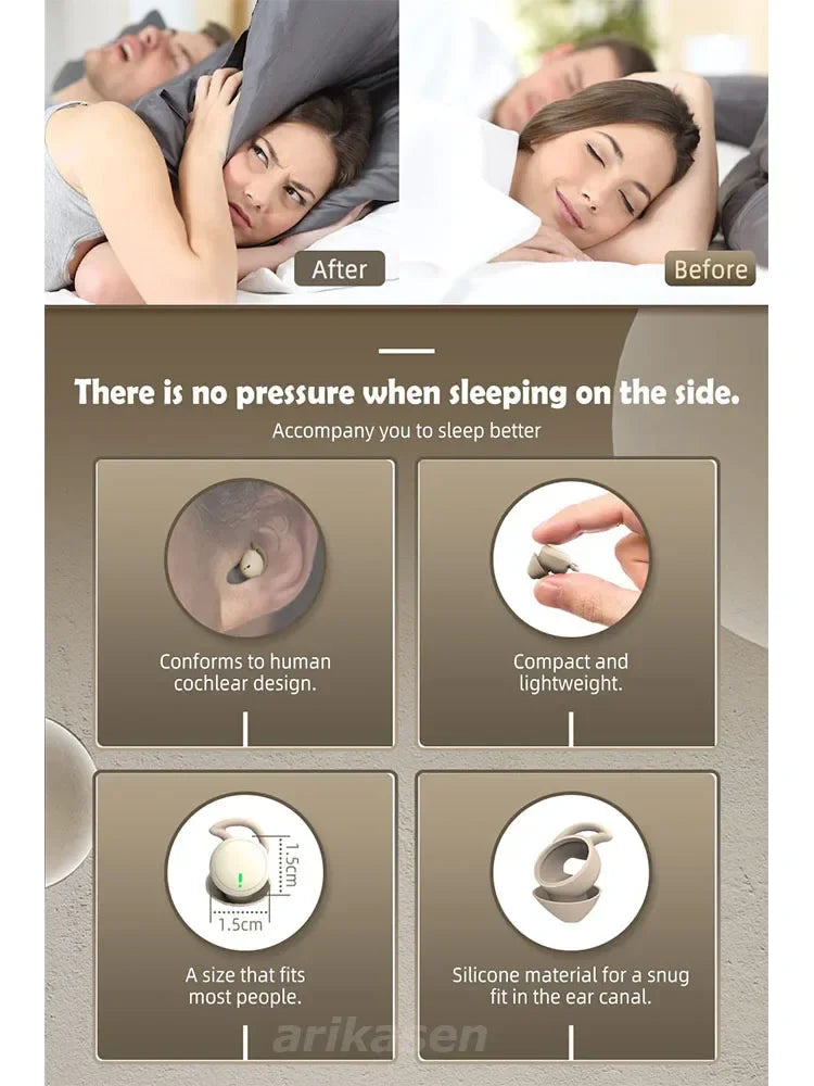 Bluetooth Sleeping Earbuds Mini invisible Small Bluetooth Eraphones Mini Comfortable Noise Blocking for Side Sleeping Home Work