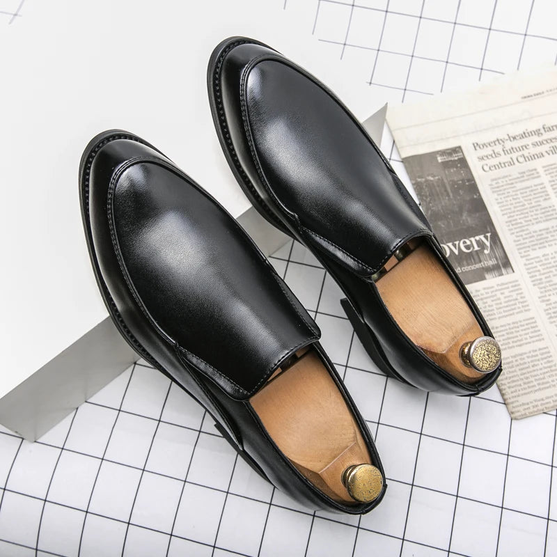 Men Dress Shoes Business Slip on Men Leather Formal Moccasin Oxford Male Loafers Shoes for Men
