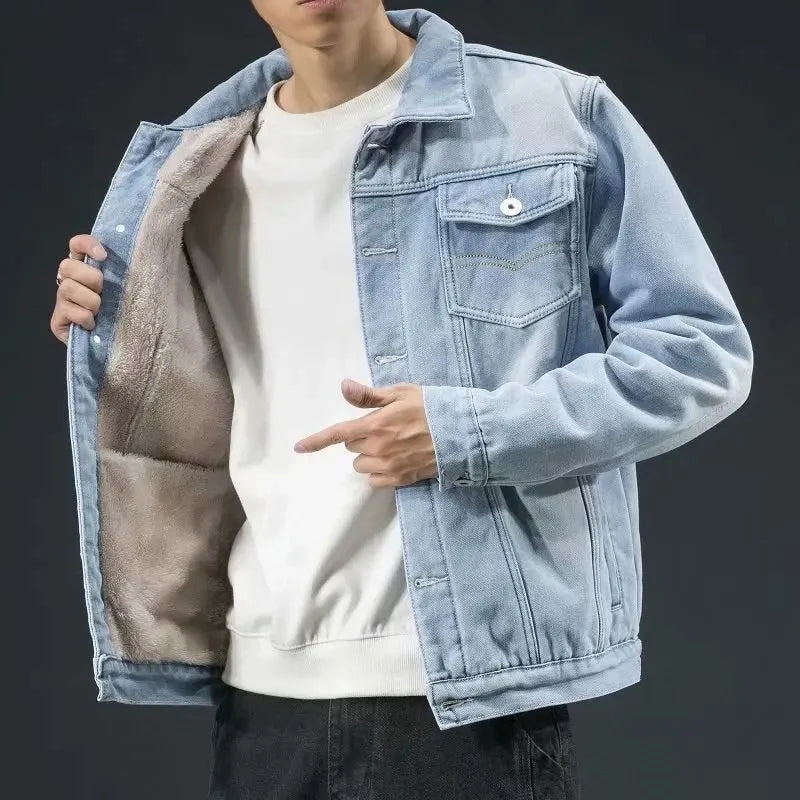 Warm Fleece Denim Jacket Winter Men Jacket Fashion MensJean Jackets