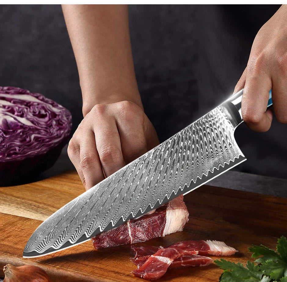 Damascus Steel Kitchen Knives VG10 Chef Paring Bread Knife Chef Knife Sharp