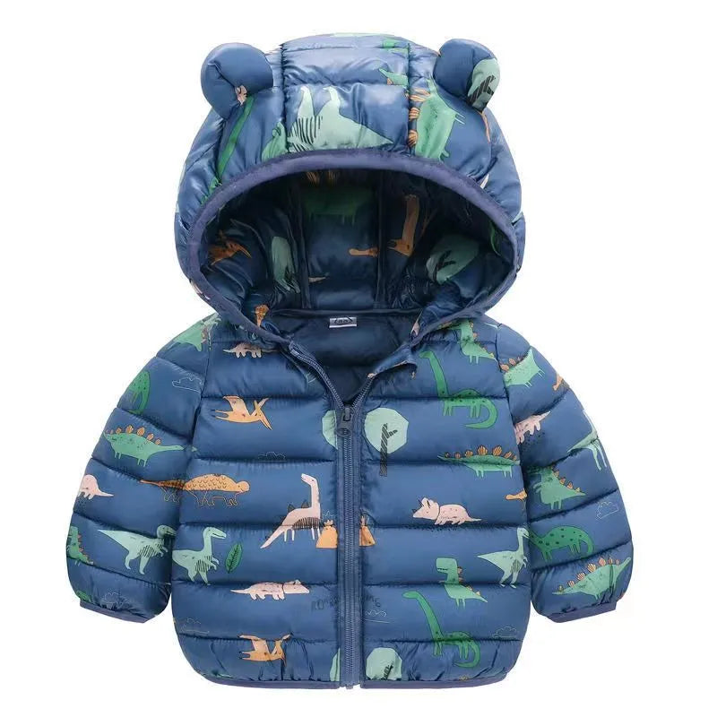 2023 Baby Girls Jackets For Kids Cartoon Bear Zipper Coats Autumn Boys Warm Hooded Down Jackets Children Christmas Outerwear