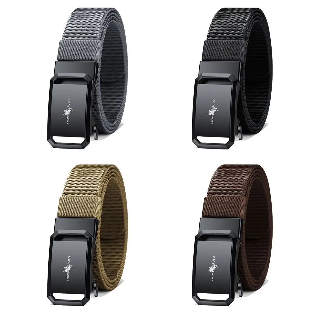 Men Business Belt Luxury Brand Quality Nylon Canvas Belt Black Automatic Buckle Belt Casual Simple Wild Style Trendy Jeans Belt