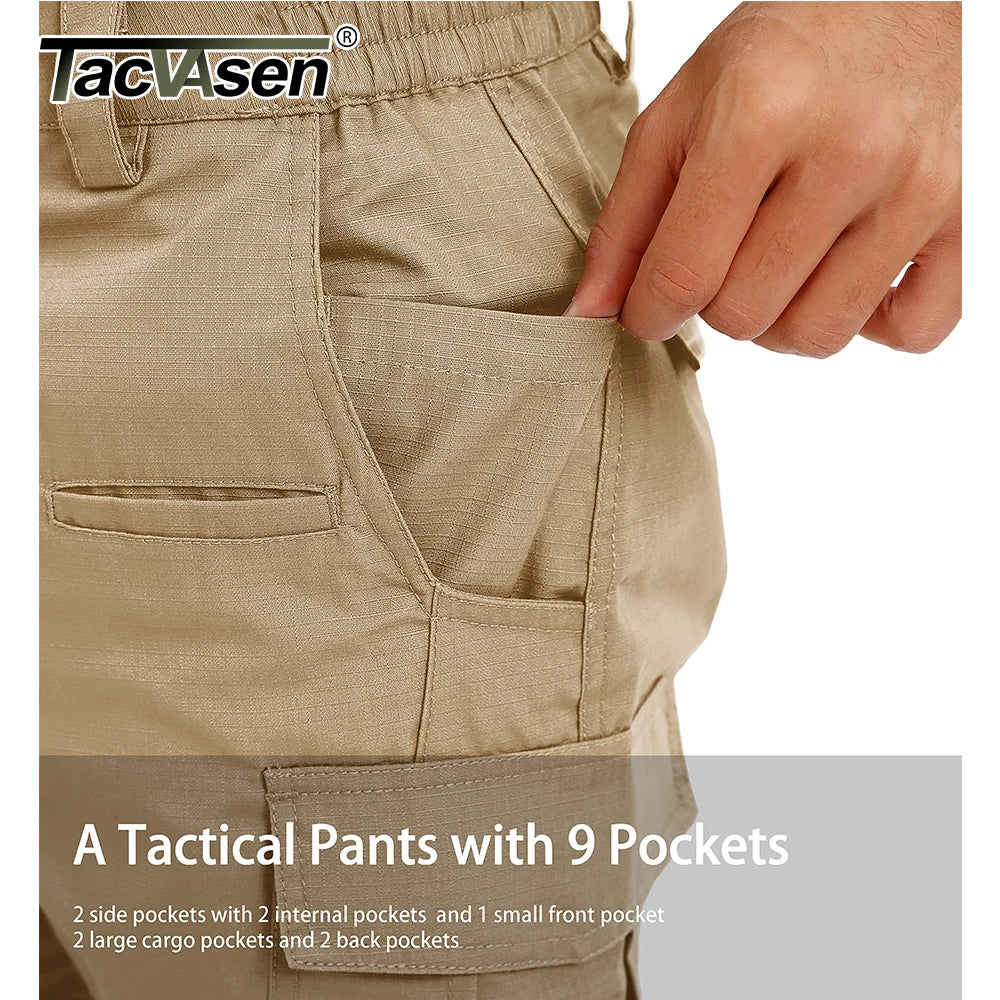 Multi-Pockets Rip-stops Cargo Pants Men's Work Trousers Full Length